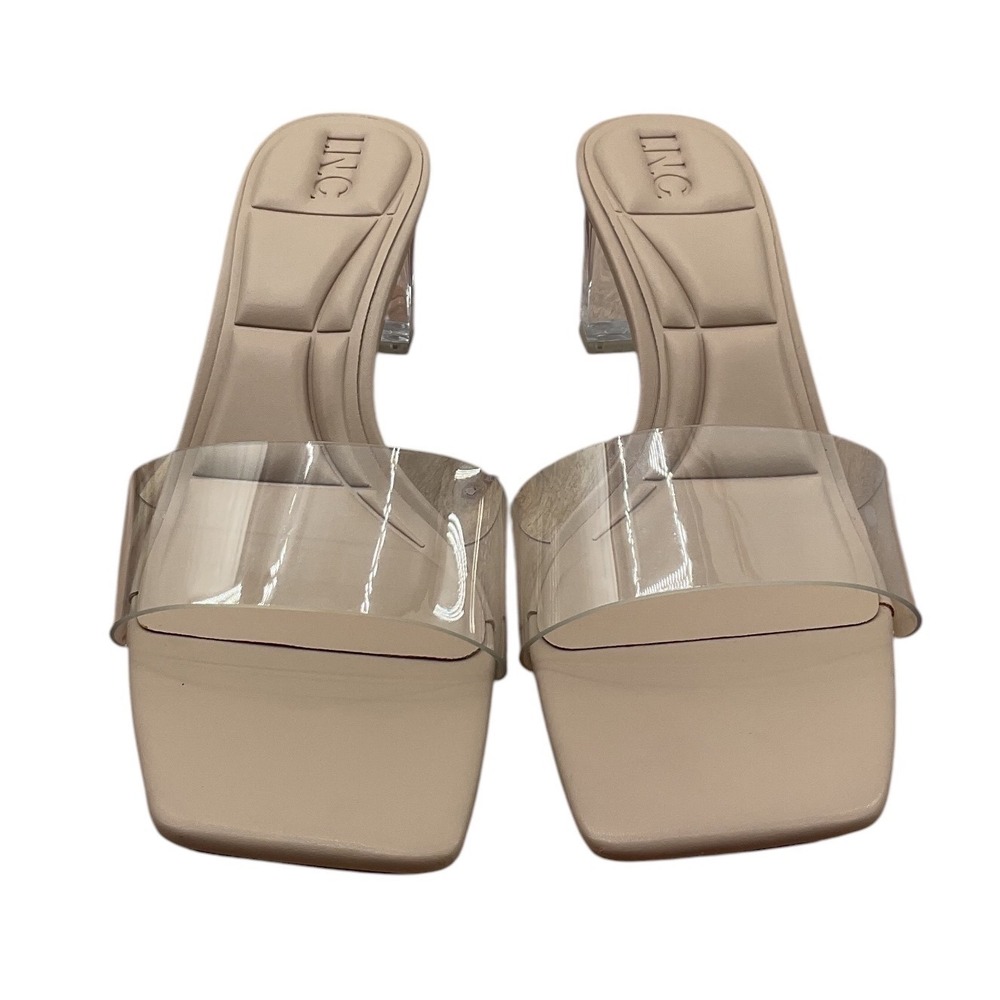 INC International Concepts Beyla2p Clear Vinyl Transparent Block Heel Mules 9.5M